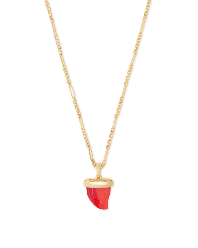 Oleana Gold Pendant Necklace in Red Mother-Of-Pearl image number 0
